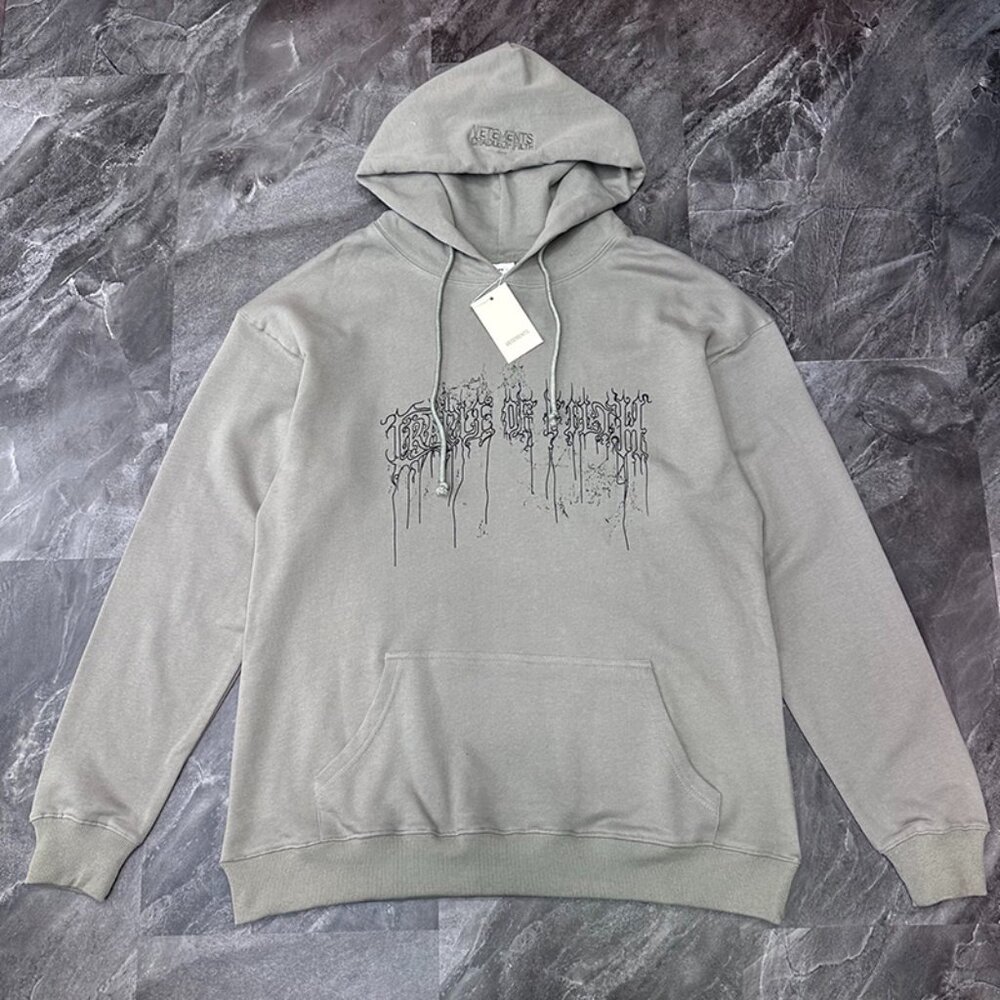 Grey Printed Hoodie By Vetements